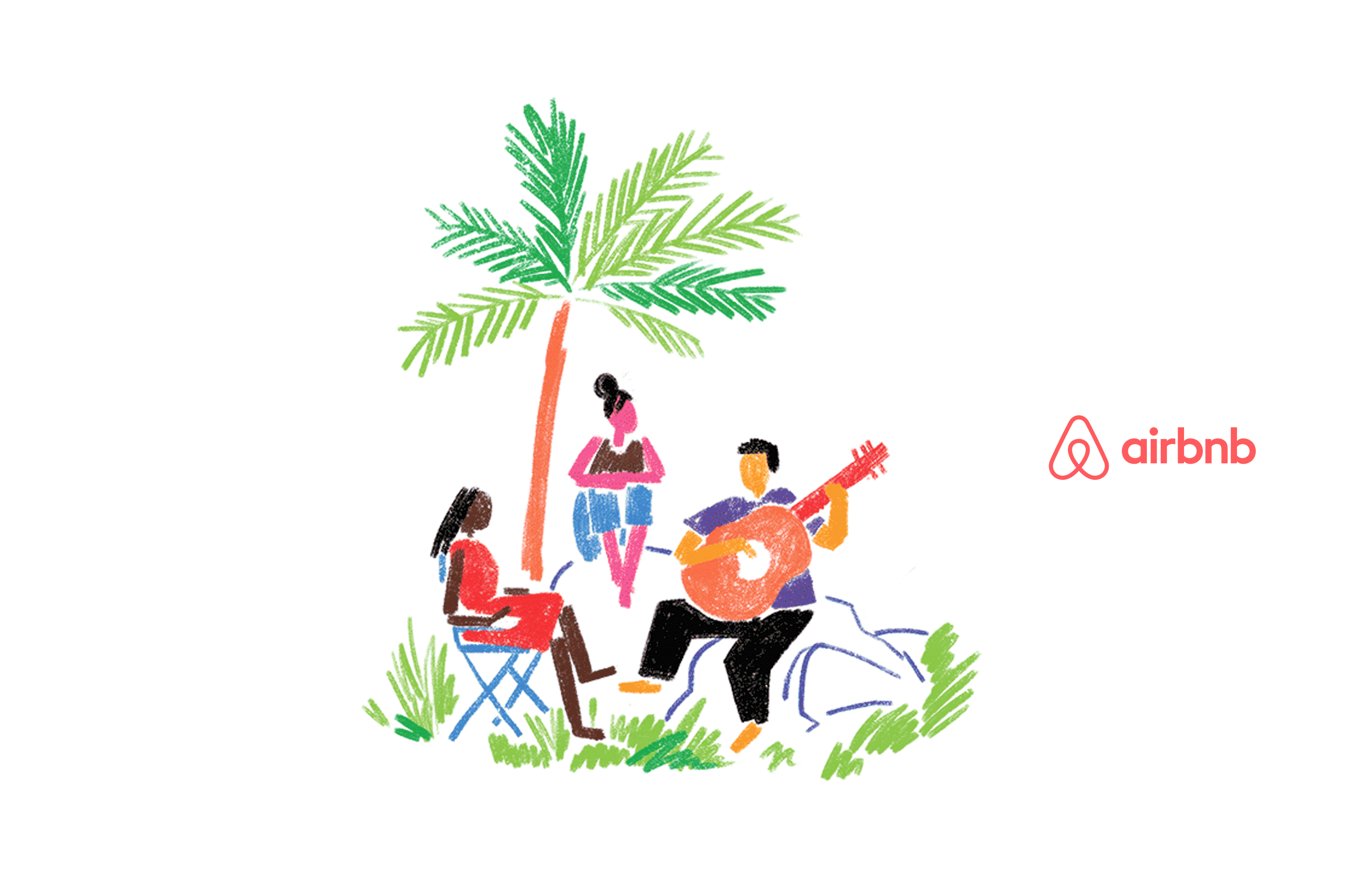 3000x2000 Airbnb Live Aloha Collins Illustration In Character