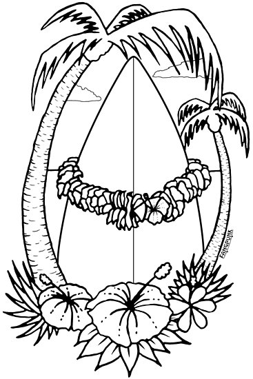 367x550 Hawaiian Garland Outline T Shirt Posters