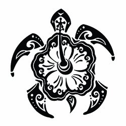 250x250 Hibiscus Turtle Temporary Tattoo Hawaiian Turtle