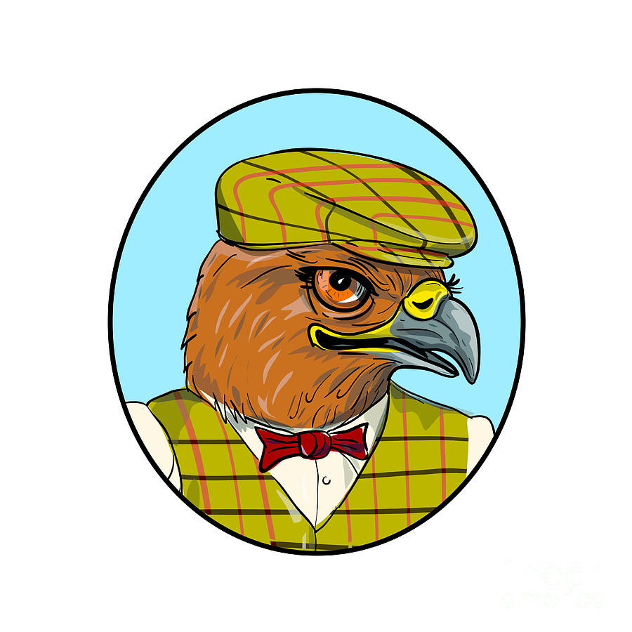 900x900 Outdoorsman Hawk Head Drawing Digital Art