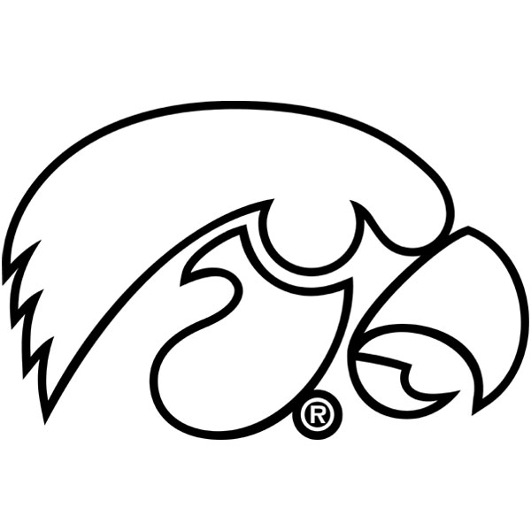 600x600 Iowa Hawkeyes Tiger Hawk Outline Decal