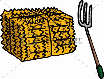 340x257 image hay bale and pitchfork from crestock stock photos