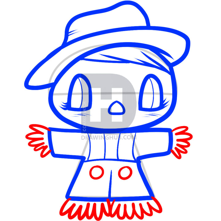720x720 How To Draw A Scarecrow For Kids, Step