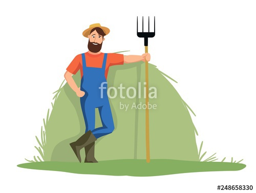 500x377 The Jolly Farmer Is On The Background Of Haystack Stock Image