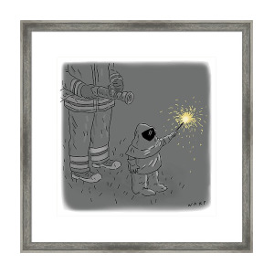 300x300 Two Men Are In Hazmat Suits And One Is Wearing Framed Print