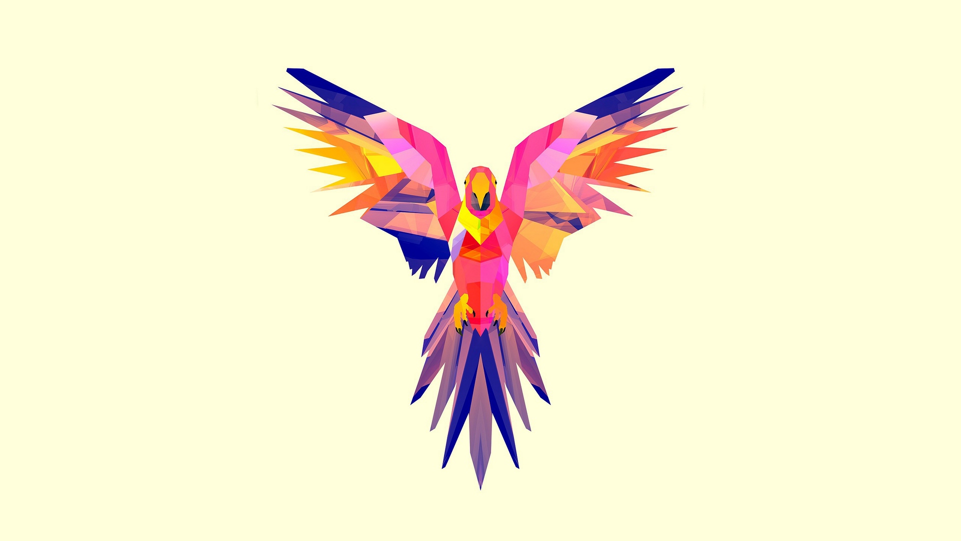 1920x1080 Download Wallpaper Parrot, Vector, Drawing, Bright