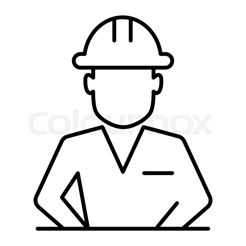 800x800 Construction Worker In Helmet Thin Stock Vector Colourbox