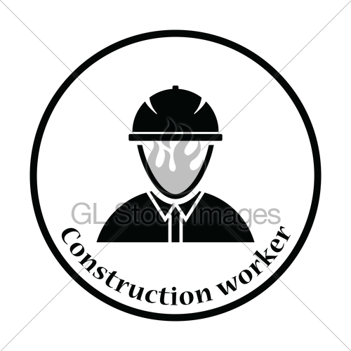 500x500 Icon Of Construction Worker Head In Helmet Gl Stock Images