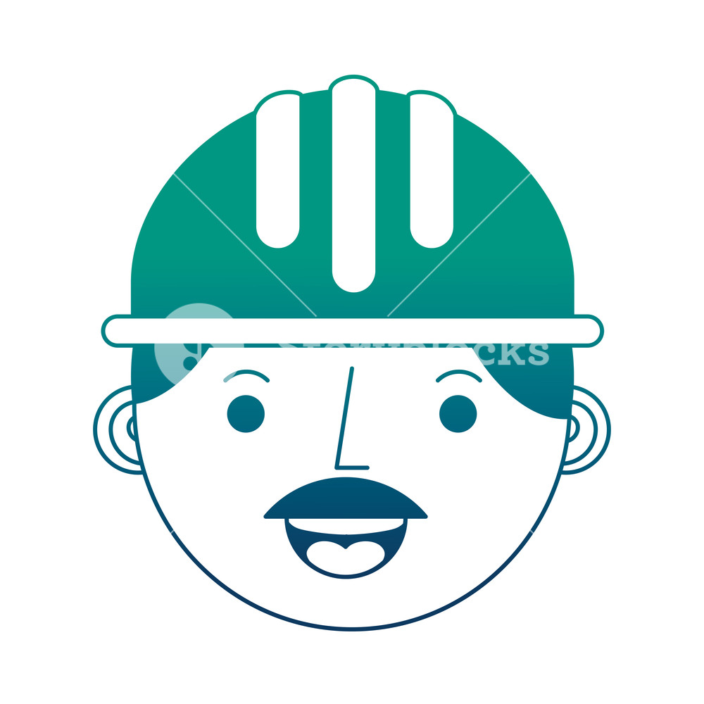 1000x1000 Construction Man Worker Face With Helmet Vector Illustration