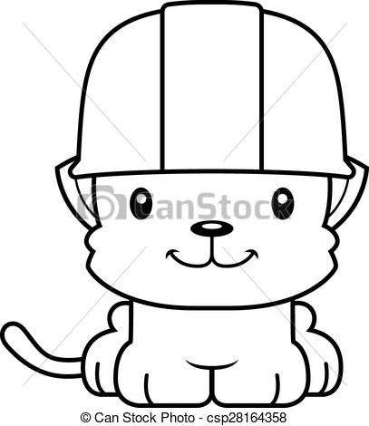 407x470 Cartoon Smiling Construction Worker Kitten A Cartoon Clipart