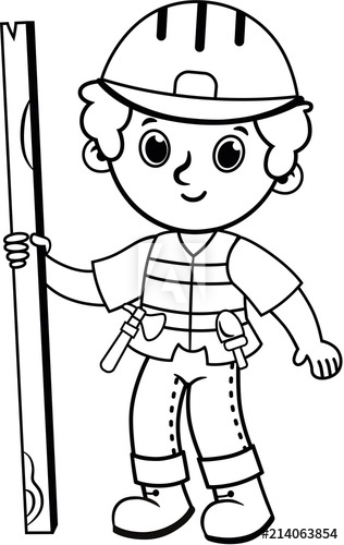 316x500 Clip Art Of Black And White Construction Worker Vector