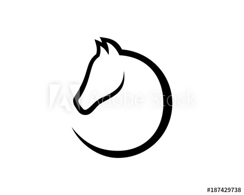 500x400 Simple Line Art Head Horse Illustration Symbol Modern Logo Vector