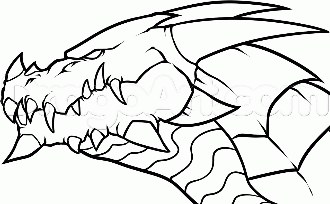 1283x794 How To Draw A Dragon Head, Step