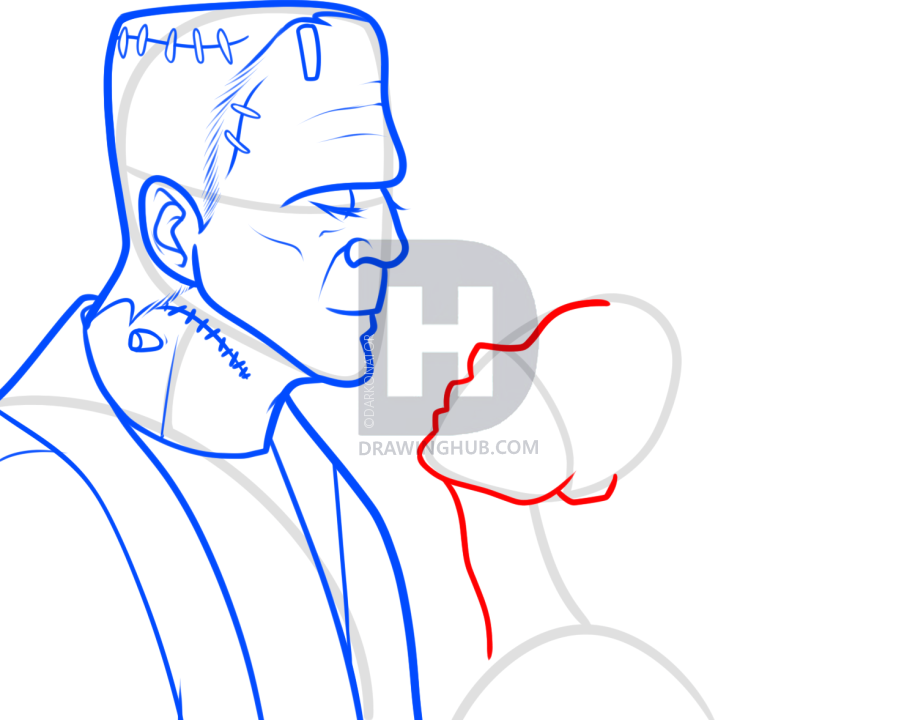 907x720 How To Draw Frankenstein And His Bride, Step