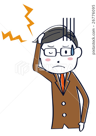 318x450 Cute Line Drawing Middle Aged Office Worker Upper Body Headache