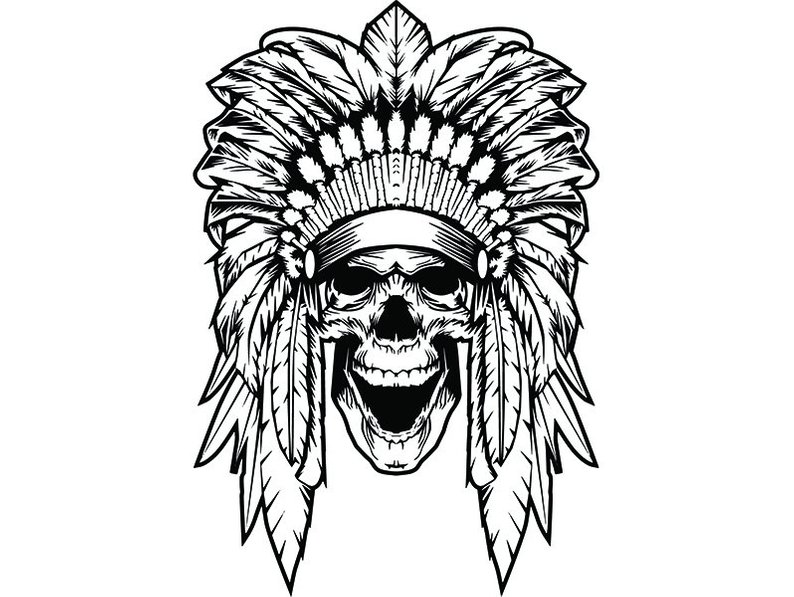 794x597 Indian Skull Native American Warrior Headdress Feather Etsy