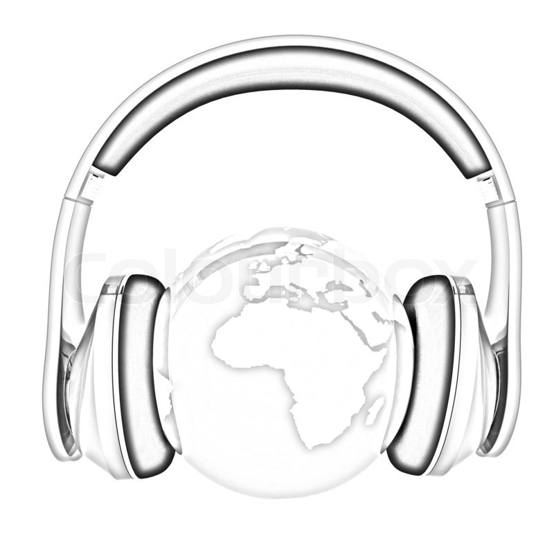 800x800 Earth With Headphones World Music Stock Image Colourbox