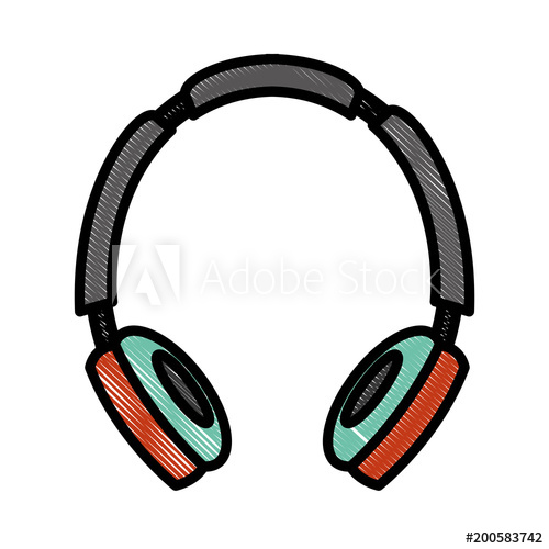 500x500 Headphones Audio Music Listen Image Vector Illustration Drawing