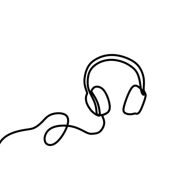640x640 Headset Vector With One Line Art Style Continuous Single Lineart