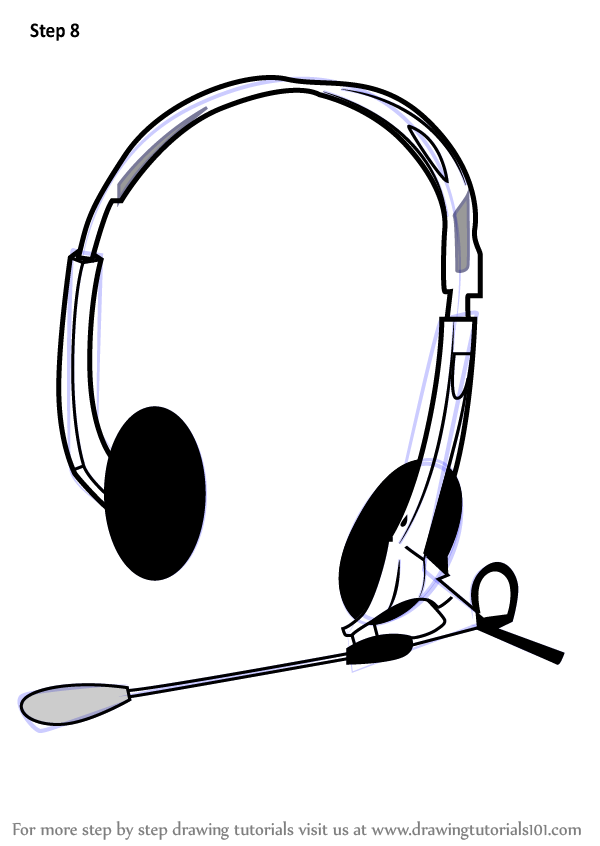 600x846 Learn How To Draw Headphones With Microphone