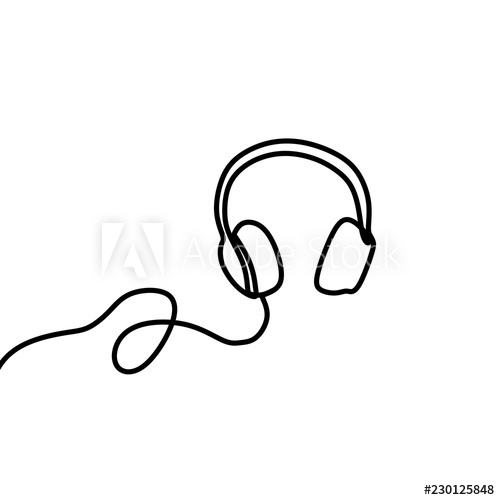 500x500 Headset Vector With One Line Art Style Continuous Single Lineart