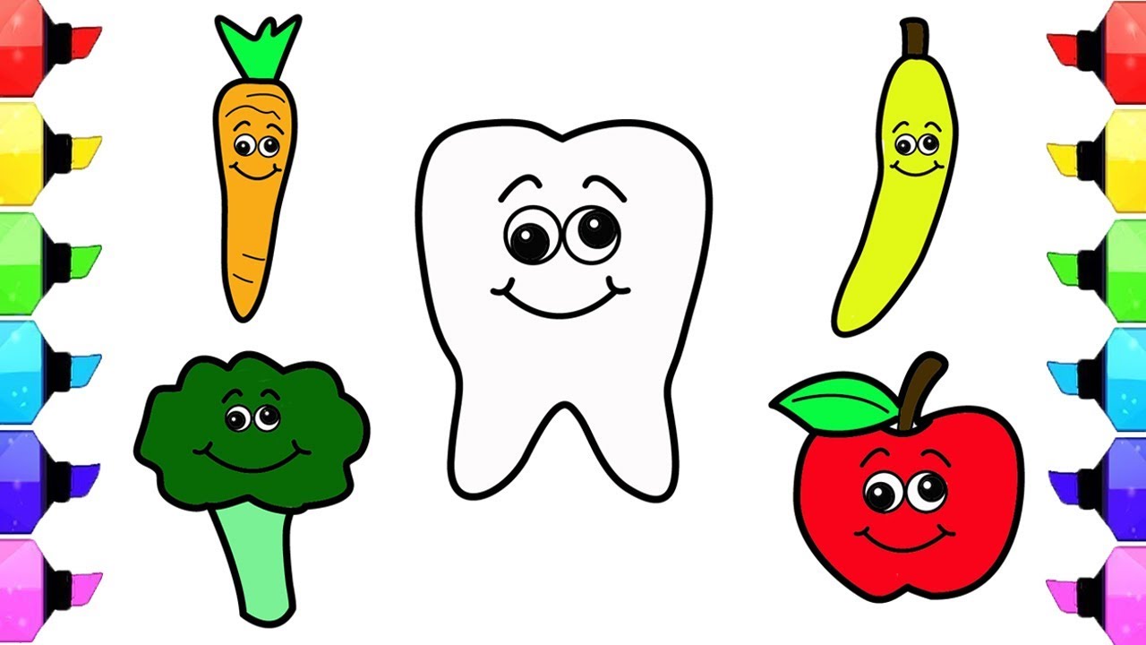 1280x720 Drawing Teeth, Fruits And Vegetable Foods Good For Health