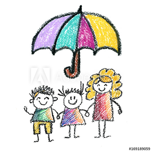 500x500 Family Social Protection Insurance Kids Drawing Children Drawing