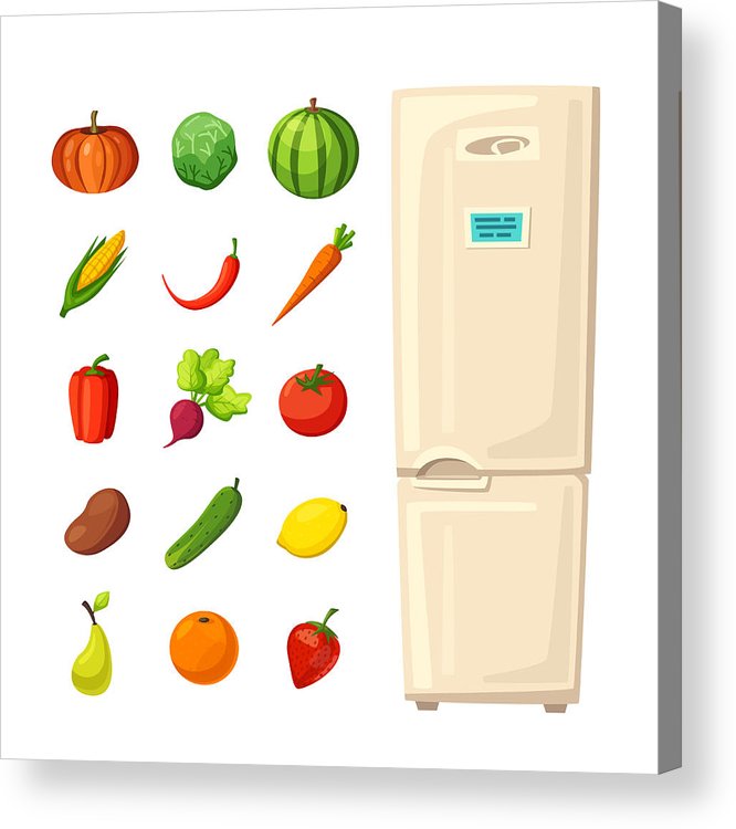 666x750 Set Of Healthy Food In Fridge Cartoon Vector Illustration Acrylic