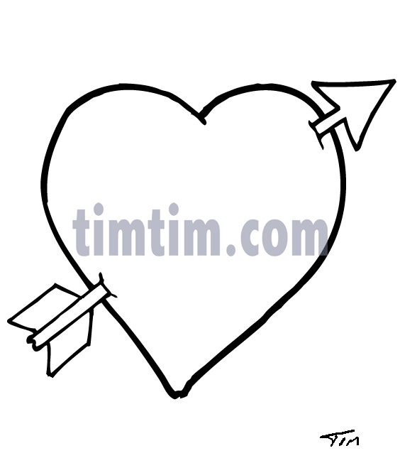 564x652 Free Drawing Of Arrow In Heart Bw From The Category Dating Love