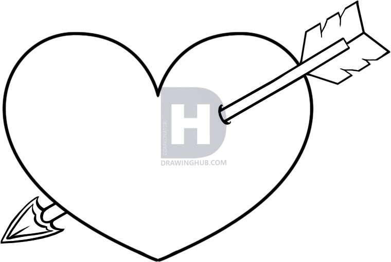 760x511 How To Draw A Heart With A Arrow, Step