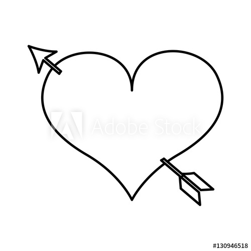 500x500 Heart Love Drawing With Arrow Icon Vector Illustration Design