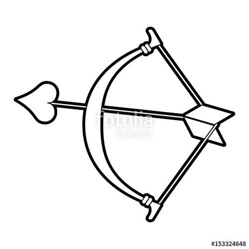 500x500 Sketch Silhouette Image Bow Cupid With Arrow With Heart Vector