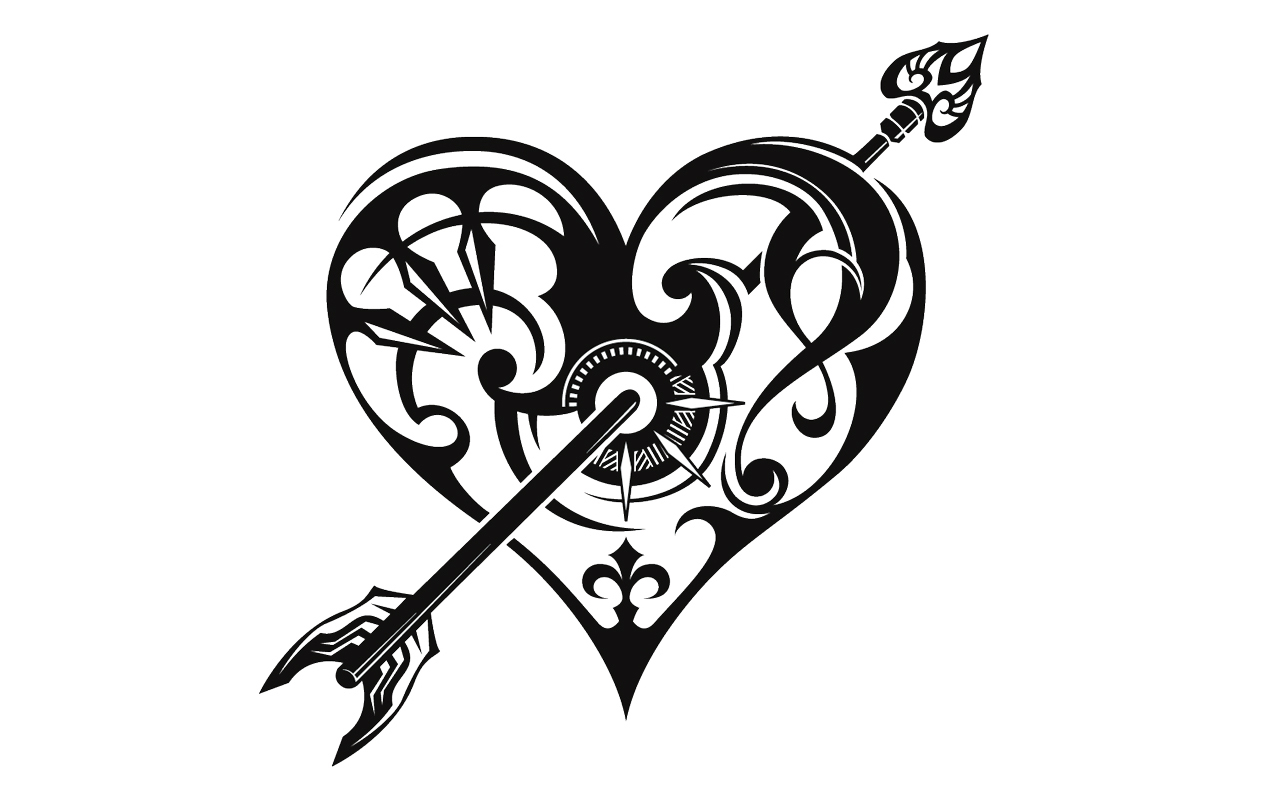 1280x800 Drawn Broken Heart Banner Arrow Drawing