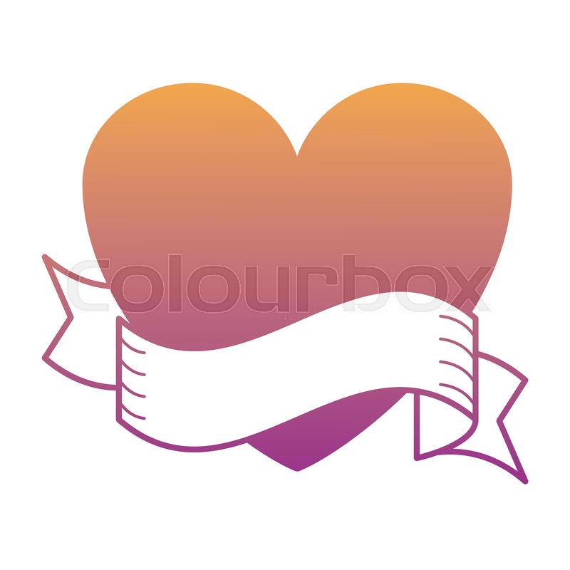 800x800 Heart With Ribbon Banner Vector Stock Vector Colourbox