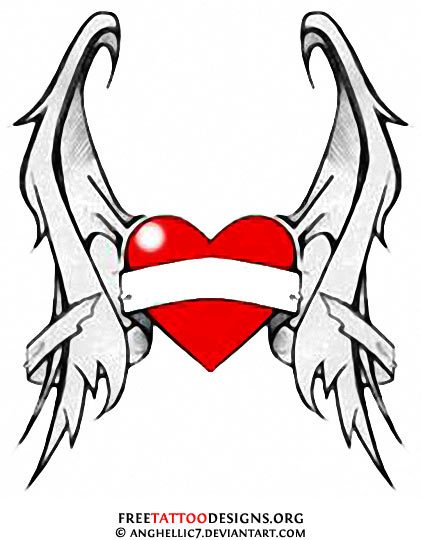 421x540 Heart Wing Tattoos Cross Banner Ideas And Designs