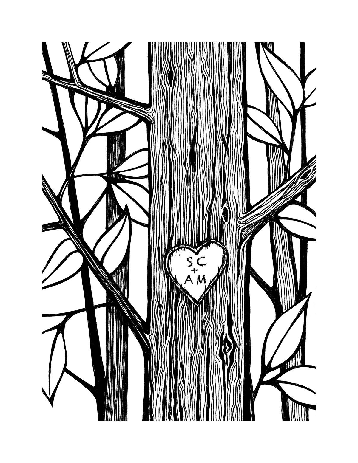 1200x1553 Personalized Heart Tree Print