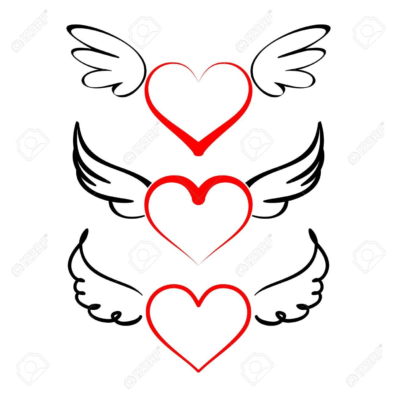1300x1300 Stock Vector Tattoos Heart With Wings, Heart With Wings Tattoo