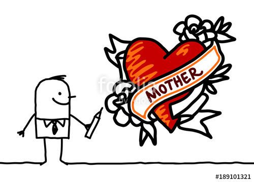 500x359 Cartoon Man Drawing A Tattoo Style Heart Stock Image And Royalty