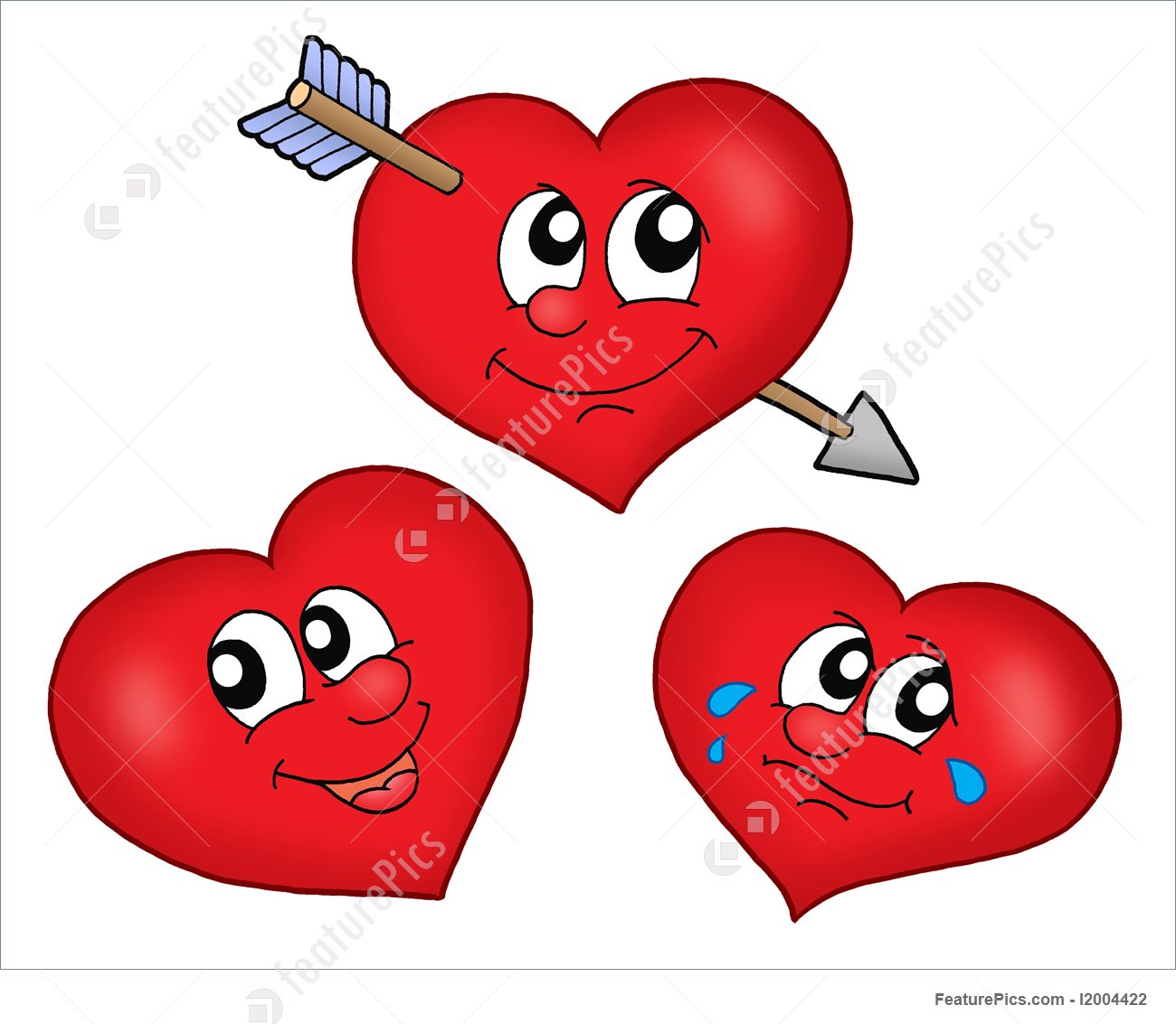 1300x1133 Three Cartoon Hearts Illustration