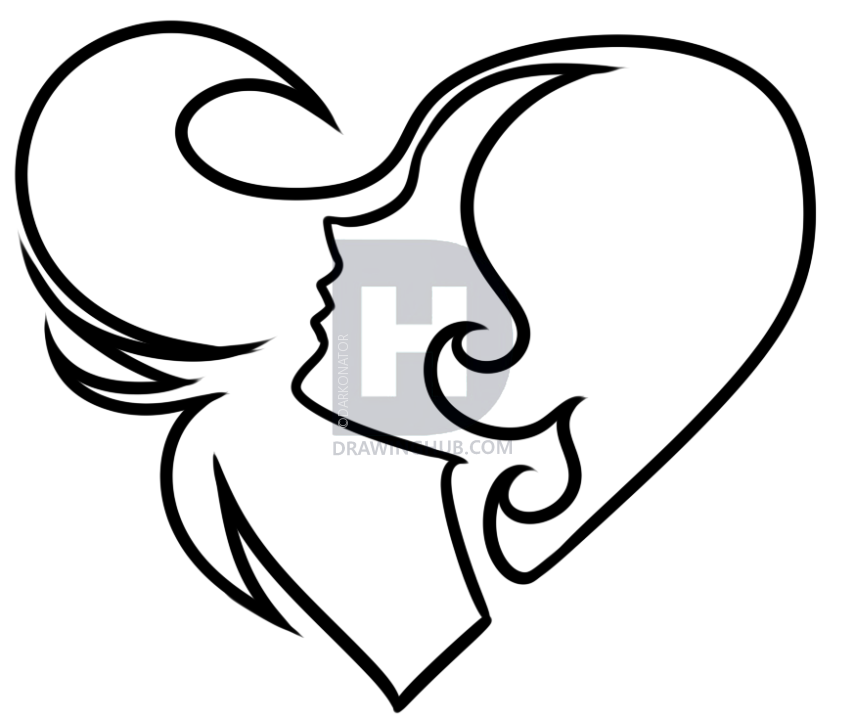 855x720 How To Draw Heart Hair, Step