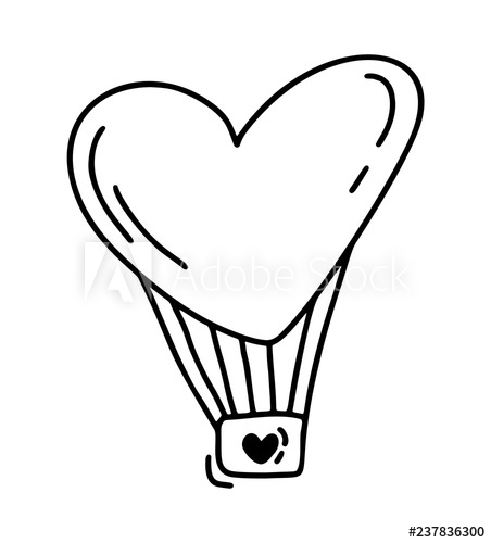 452x500 monoline cute balloon in form of heart vector valentines day hand