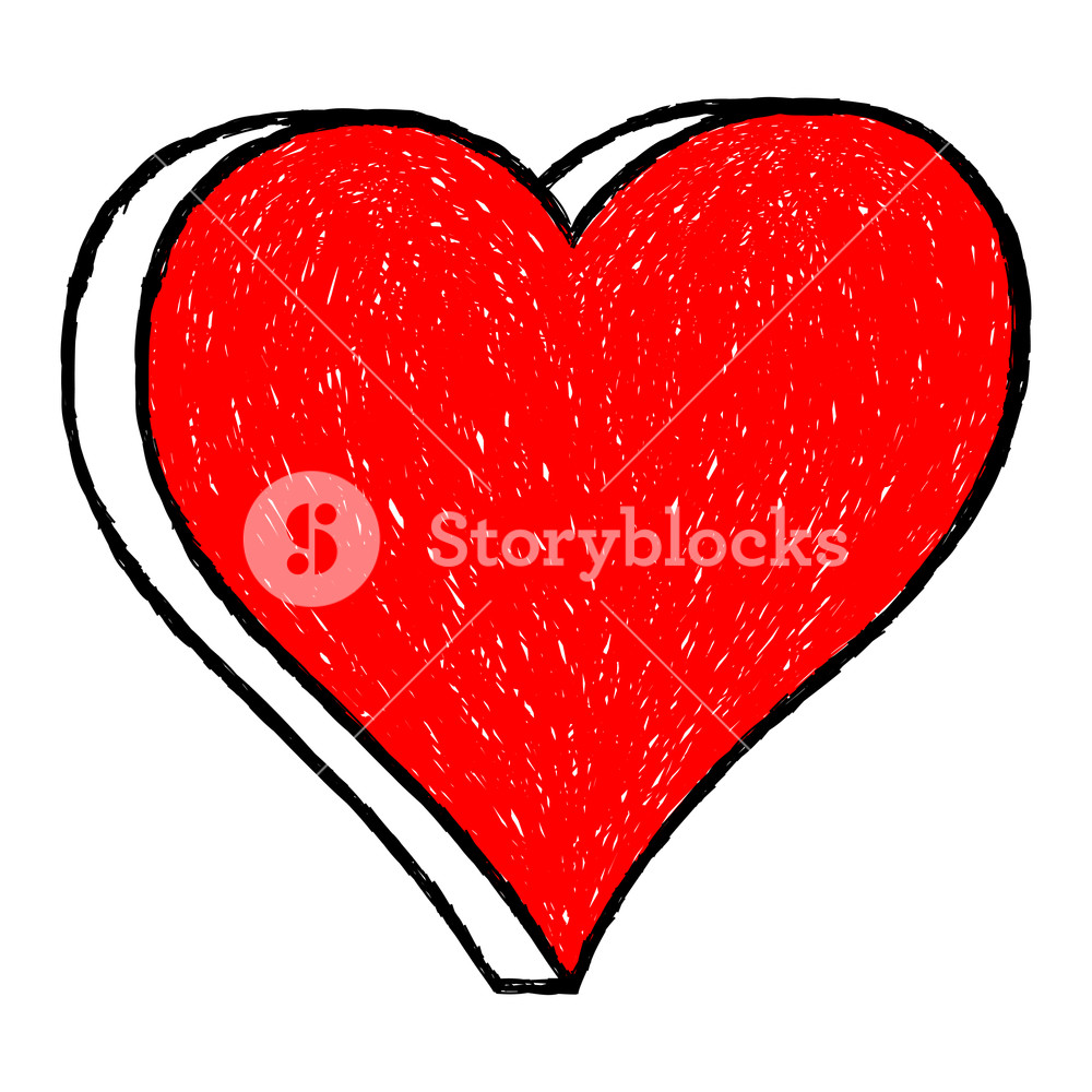 1000x1000 red heart drawing is created with a ballpoint pen from the hand