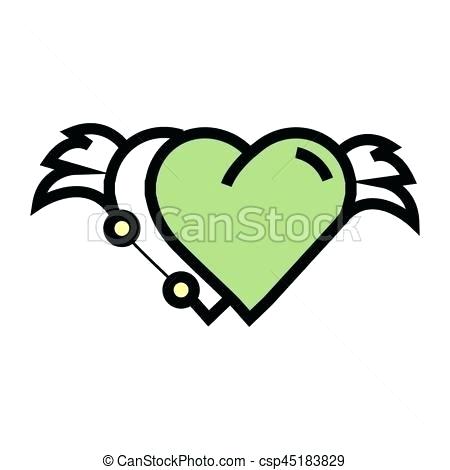 450x470 Drawing Of Hearts With Wings