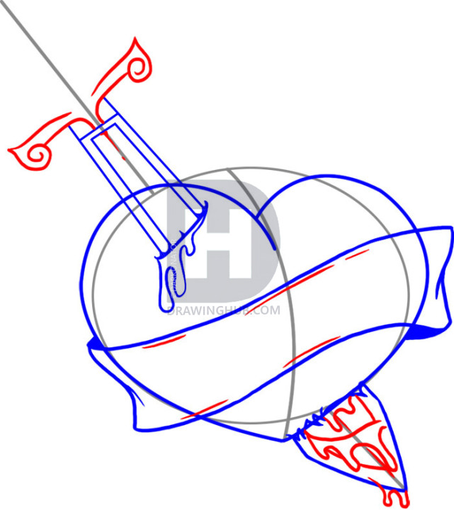 641x720 How To Draw A Heart With A Sword, Step
