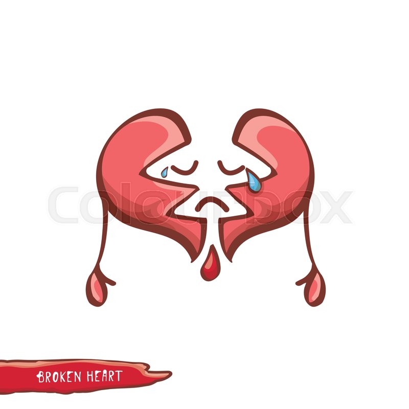 800x800 Vector Cartoon Style Red Broken Heart Stock Vector Colourbox