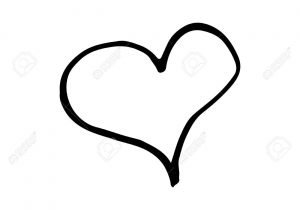 300x210 Black And White Heart Drawings Doodle Hand Drawn Heart Shaped