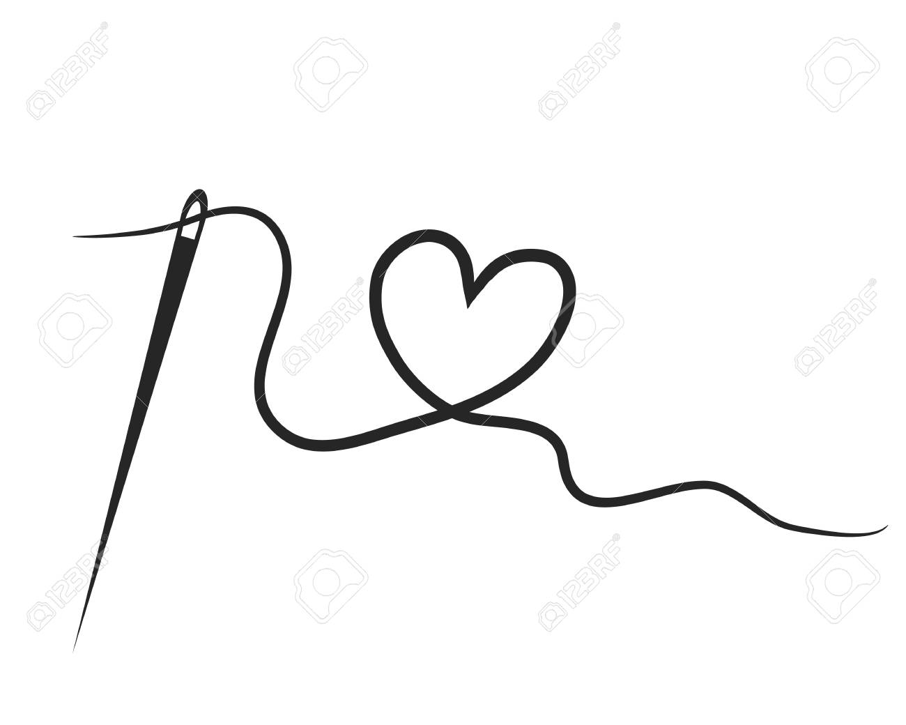 1300x1040 Heart With A Needle Thread Vector Illustration And Clip