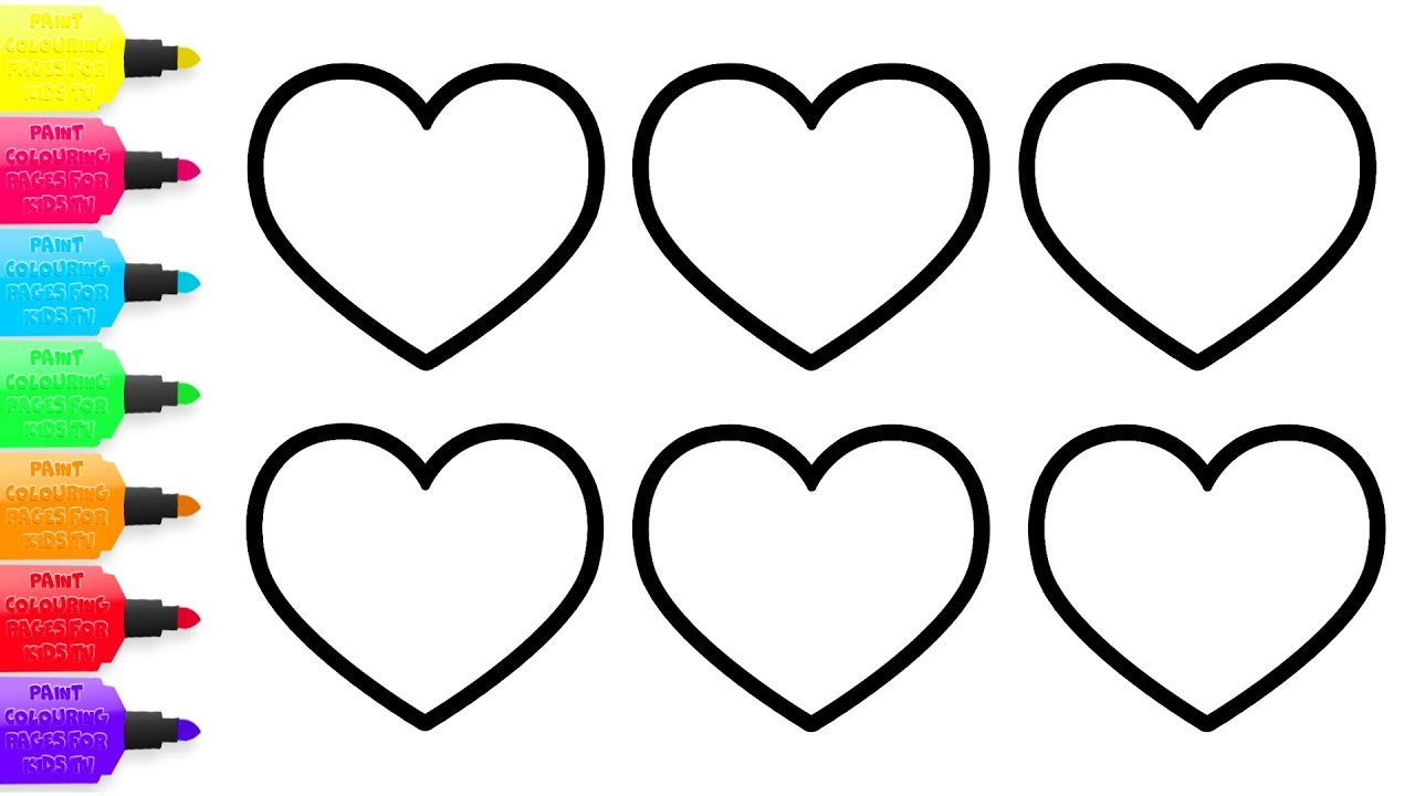 1280x720 Heart Coloring Pages Glitter And Drawing With Colors Youtube