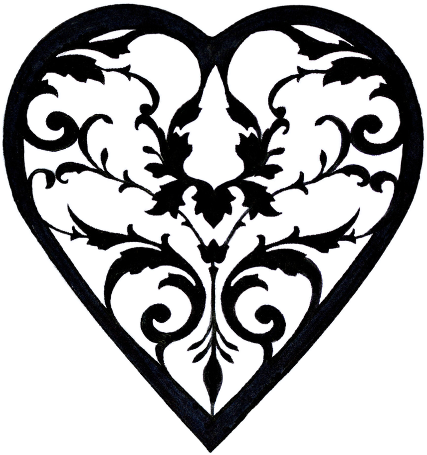 856x912 Download Filigree Heart Drawing At Getdrawings