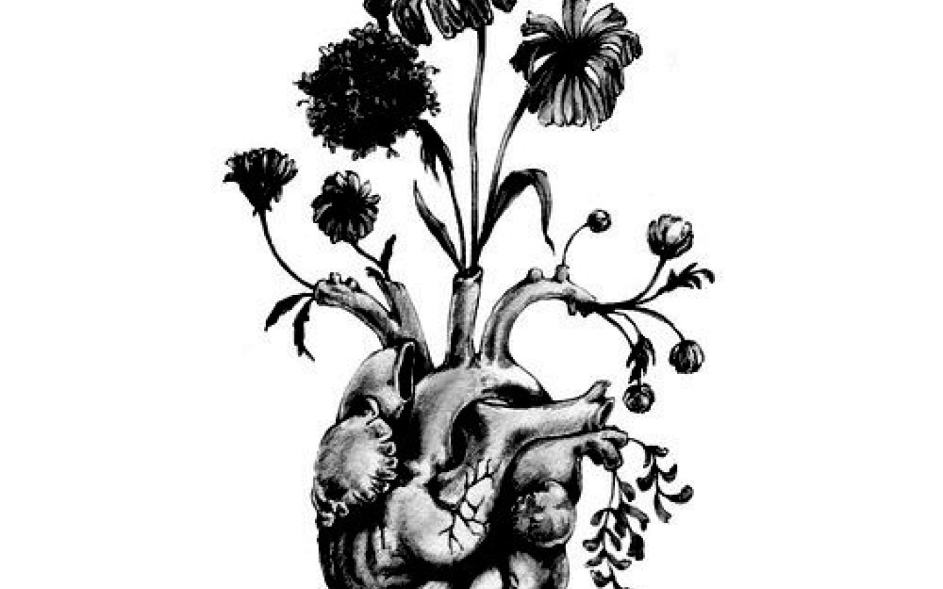 1368x855 Real Heart Drawing With Flowers
